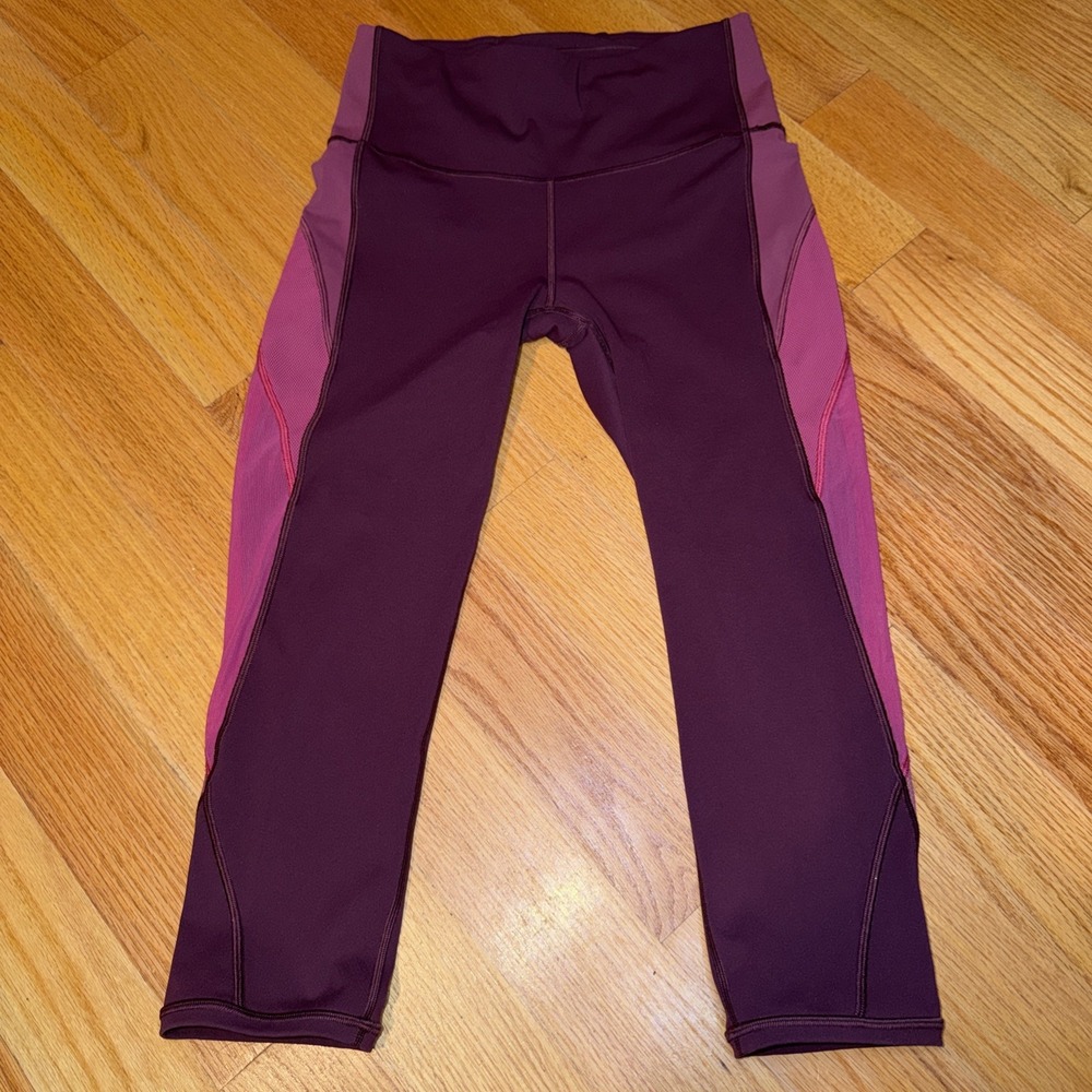 Lululemon Luxtreme Burgundy Crop Leggings Size 8 High Rise Color Me Ombré